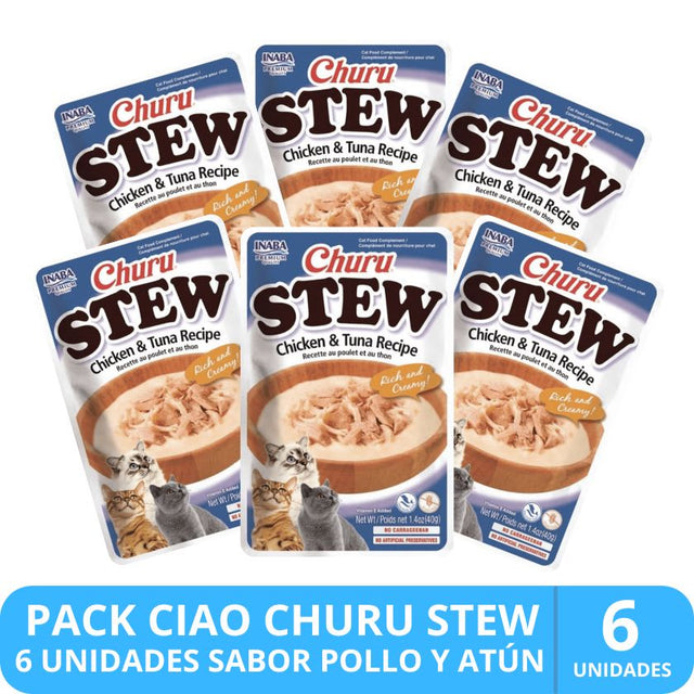 Inaba Churu Cat Stew Chicken Tuna 40Gr Pack 6 Unidades