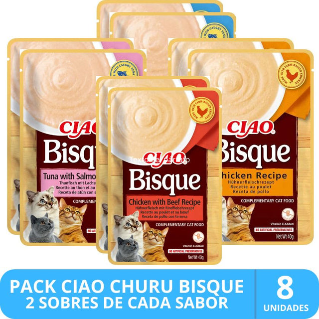 Inaba Ciao Churu Cat Bisque Pack Degustacion 8 Unidades