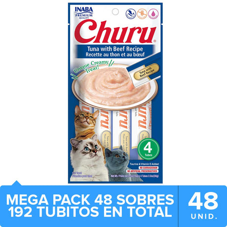 Inaba Ciao Churu Cat Mega Pack Caja 48Un Atun Y Carne 192 Tubitos