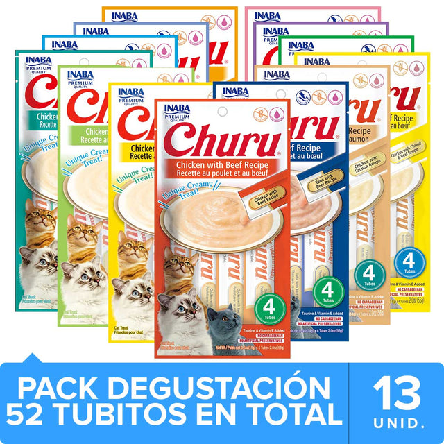 Inaba Ciao Churu Mix Degustacion Con 13 Unidades 52 Tubitos