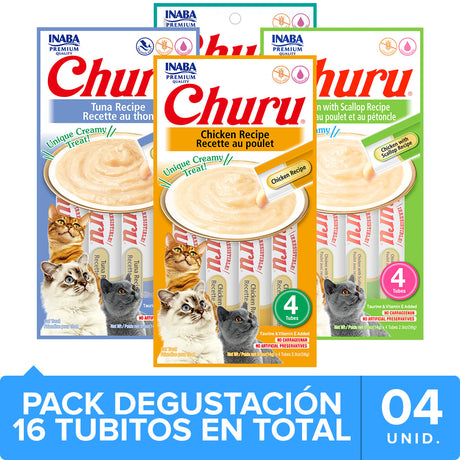 Inaba Ciao Churu Mix Degustacion Con 4 Unidades 16 Tubitos
