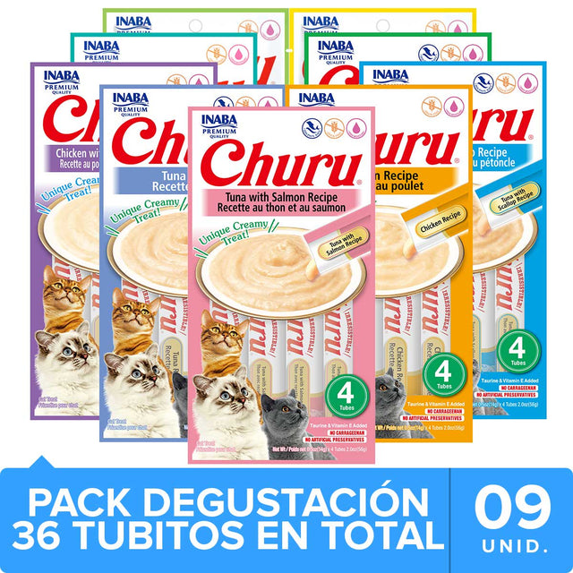 Inaba Ciao Churu Mix Degustacion Con 9 Unidades 36 Tubitos