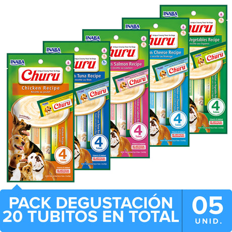 Inaba Ciao Churu Para Perros Mix Degustacion Con 5 Unidades 20 Tubitos