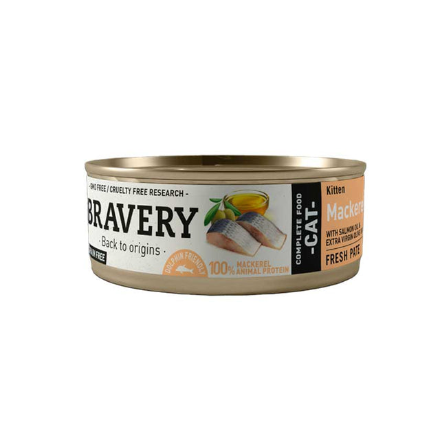  Lata Bravery Alimento Humedo Natural Mackerel Kitten 70Gr