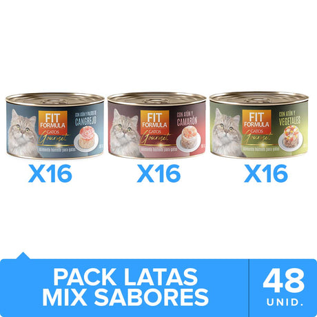 Alimento Humedo Fit Formula Gato Gourmet Pack Sabores 48Un