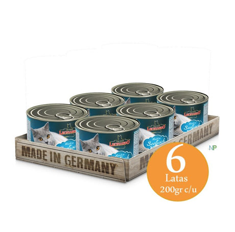 Mundo para Gatos Lata Leonardo Quality Selection Seefish Pescado 200Gr X 6 Unidades