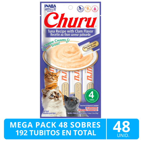 Mega Pack 48 Sobres Inaba Ciao Churu Atun Con Almeja 192 Tubitos