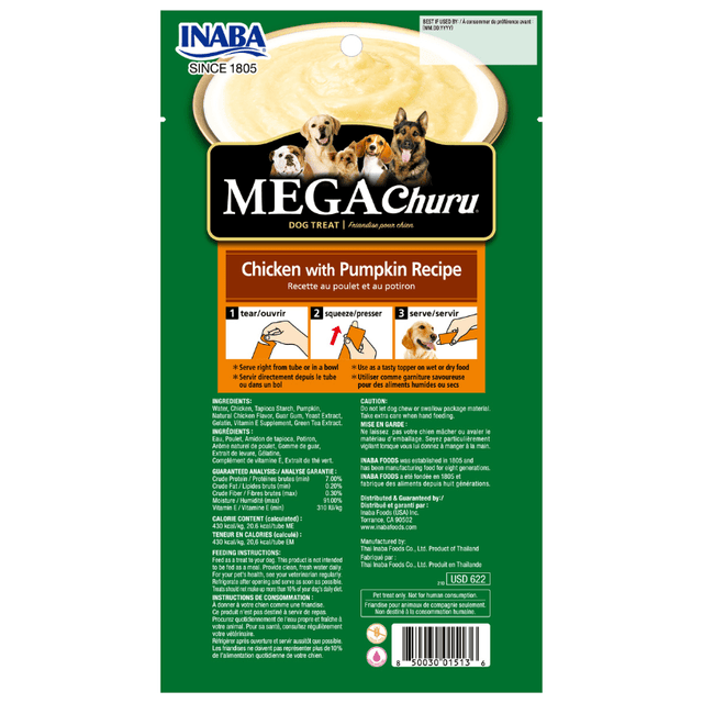  Inaba Mega Churu Pollo Zapallo Perros 3Tbs 144Gr