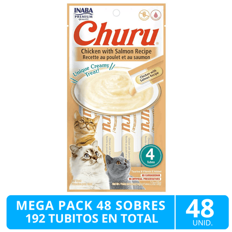 Mega Pack 48 Sobres Inaba Ciao Churu Pollo Y Salmon 192 Tubitos