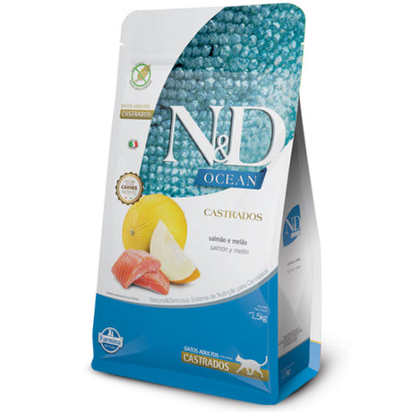 Natural And Delicious Ocean Felino Castrado Sabor Salmon 7 5Kg