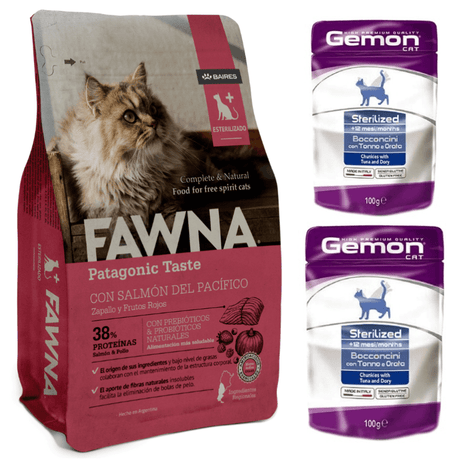 Pack Premium Plus Gato Esterilizado Fawna 3Kg 2 Pouch De Regalo