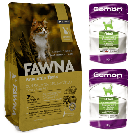 Pack Gato Urinario Fawna 7 5Kg 2 Pouch Gemon Adulto Regalo