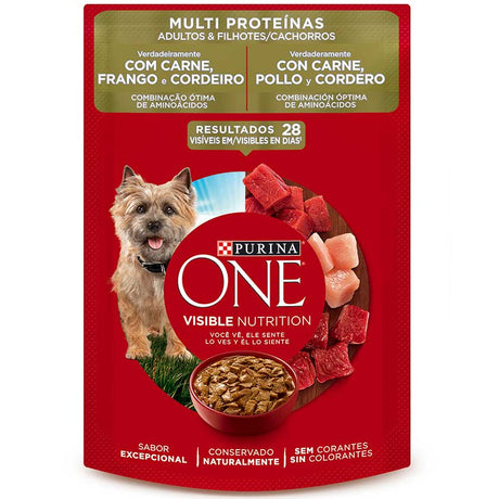 Purina One Pouch Perros Adultos Y Cachorros Sabor Carne Pollo Y Cordero 85Gr