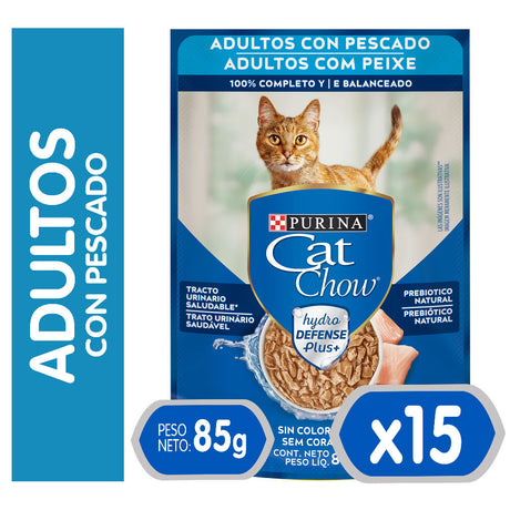 Purina Cat Chow Hydro Adultos Pescado 85Gr Pack 15 Unidades