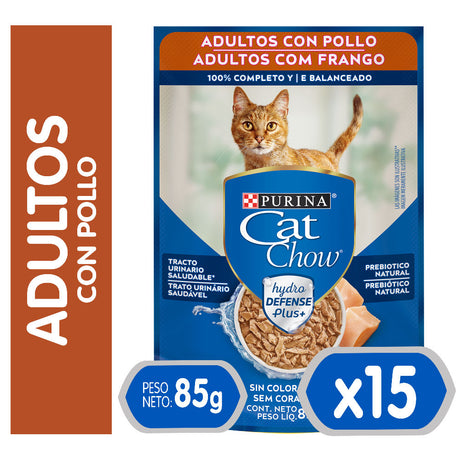 Purina Cat Chow Hydro Adultos Pollo 85Gr Pack 15 Unidades