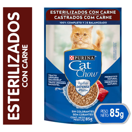 Purina Cat Chow Hydro Castrados Carne 85Gr