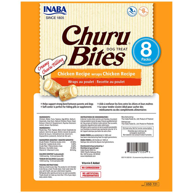  Snack Ciao Churu Dog Bites Pack 8 Unidades Wraps De Pollo