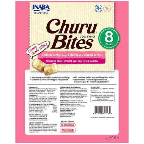 Snack Ciao Churu Dog Bites Pack 8 Unidades Wraps De Pollo Con Salmon
