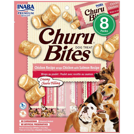 Snack Ciao Churu Dog Bites Pack 8 Unidades Wraps De Pollo Con Salmon