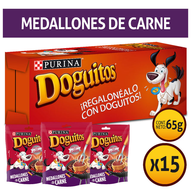  Snacks Para Perros Doguitos® Medallones De Carne 65Gr Pack 15 Unidades