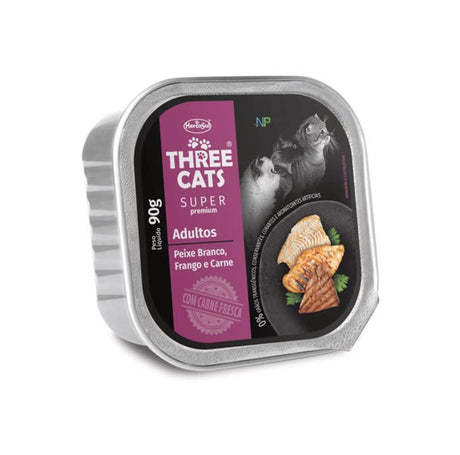 Three Cats Pate De Pescado Pollo Y Carne Para Gatos Adultos 90Gr