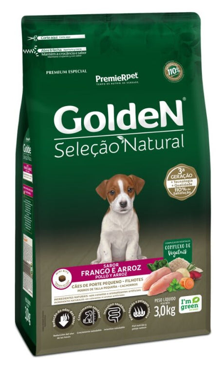 Golden Seleccion Natural Perros Cachorros Raza Pequena Mini Pollo Y Arroz 3Kg