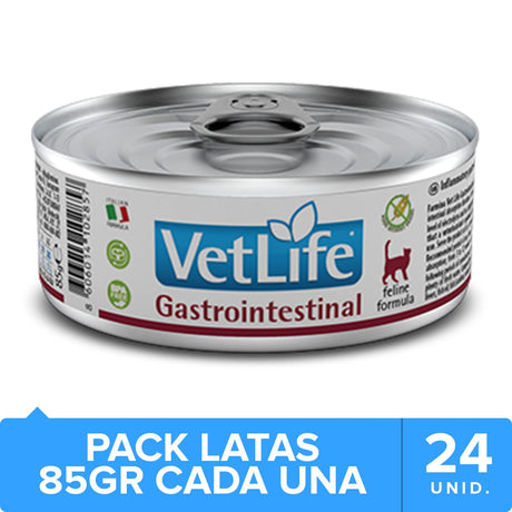 Vet Life Cat Gastro Intestinal Lata 85Gr Pack 24 Unidades