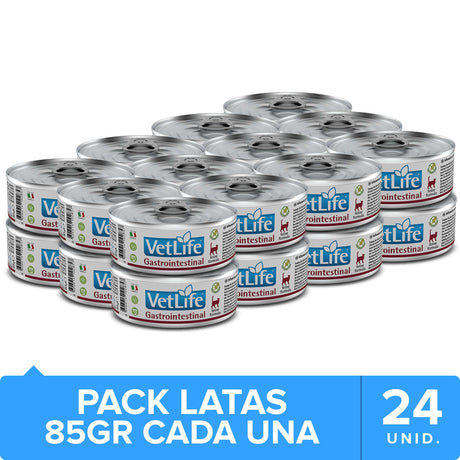 Vet Life Cat Gastro Intestinal Lata 85Gr Pack 24 Unidades