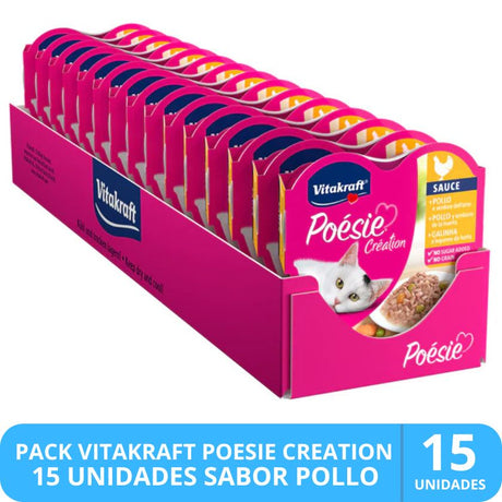 Vitakraft Poesie Creation Sabor Pollo 85Gr Pack 15 Unidades