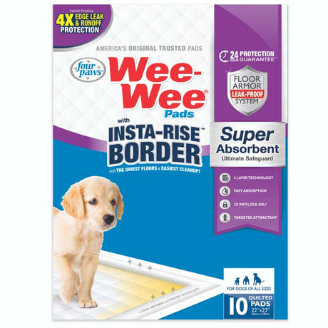 Wee Wee Four Paws Insta Rise Border Pads 10 Un