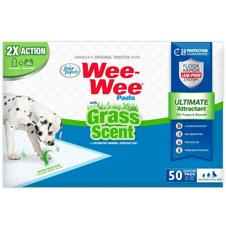 Wee Wee Four Paws Grass Scent Pads 50 Un