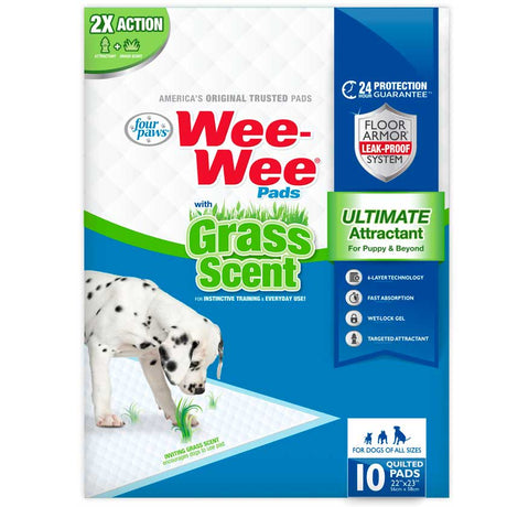 Wee Wee Four Paws Grass Scent Pads 10 Un
