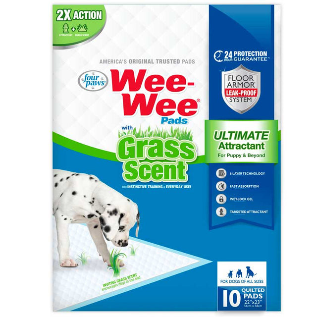 Wee Wee Four Paws Grass Scent Pads 10 Un