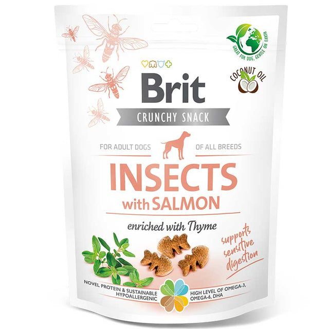  Snack Brit Care Dog Crunchy Insects With Salmon 200Gr